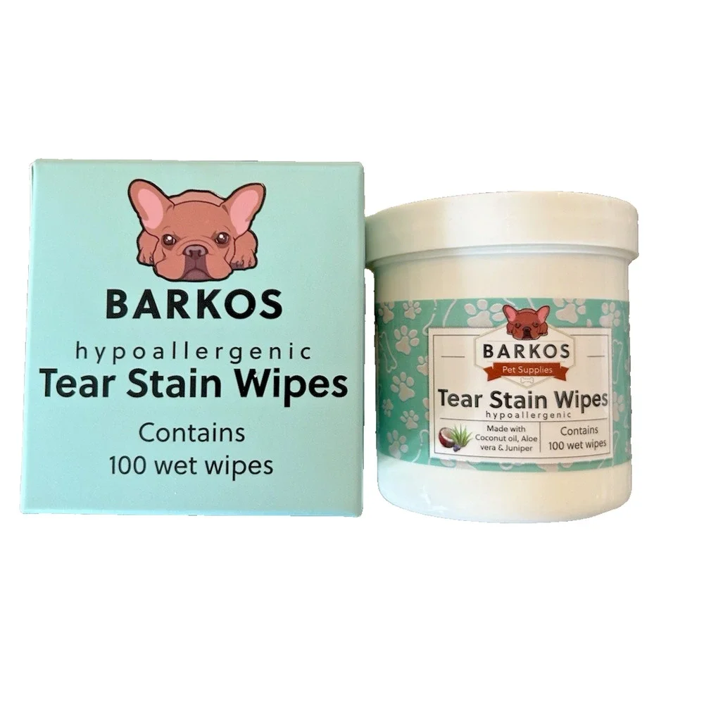 Lot Of 2 / Barkos Hypoallergenic Wrinkle Wipes Tear Stain Wipes For Dogs, 100ct